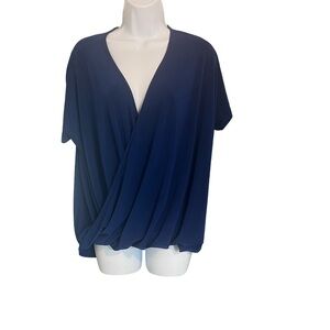 Contempo Casual Deep Blue Women's Wrap Blouse Size: L. NWT. Great Condition.
